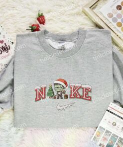 Frankenstein Monster Xmas Embroidered Shirt, Halloween Embroidered Hoodie, Christmas Embroidered T Shirt (2)