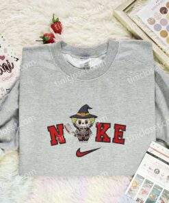 Labubu Witch Embroidered Shirt, Art Toy Embroidered Hoodie, Halloween Embroidered Sweatshirt (3)