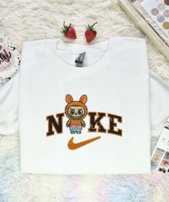 Labubu Sunset Embroidered Shirt, Art Toy Embroidered Hoodie, Halloween Embroidered T Shirt (1)
