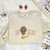 Labubu Sunflower Embroidered Shirt, Art Toy Embroidered Hoodie, Halloween Embroidered T-Shirt