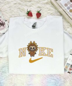 Labubu Sunflower Embroidered Shirt, Art Toy Embroidered Hoodie, Halloween Embroidered T Shirt (2)