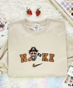 Labubu Pirate Embroidered Shirt, Art Toy Embroidered Hoodie, Halloween Embroidered Sweatshirt