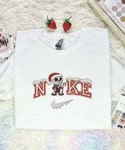Jack Skellington Xmas Embroidered Shirt, Halloween Embroidered Hoodie, Christmas Embroidered T Shirt (1)