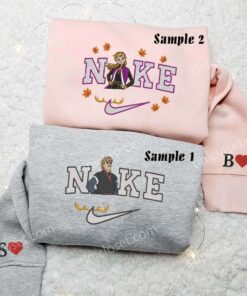 Anna and Kristoff Embroidered Shirts, Disney Characters Embroidered Sweatshirts, Couple Embroidered Hoodies