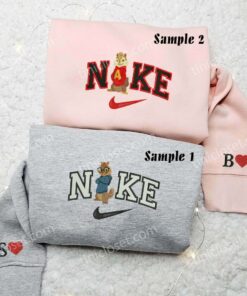 Alvin and Simon Chipmunks Embroidered Shirts, Cartoon Characters Embroidered Sweatshirts, Couple Embroidered Hoodies 3 Alvin and Simon Chipmunks Embroidered Couple Shirts 4