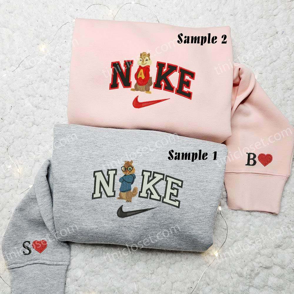 Alvin and Simon Chipmunks Embroidered Shirts, Cartoon Characters Embroidered Sweatshirts, Couple Embroidered Hoodies