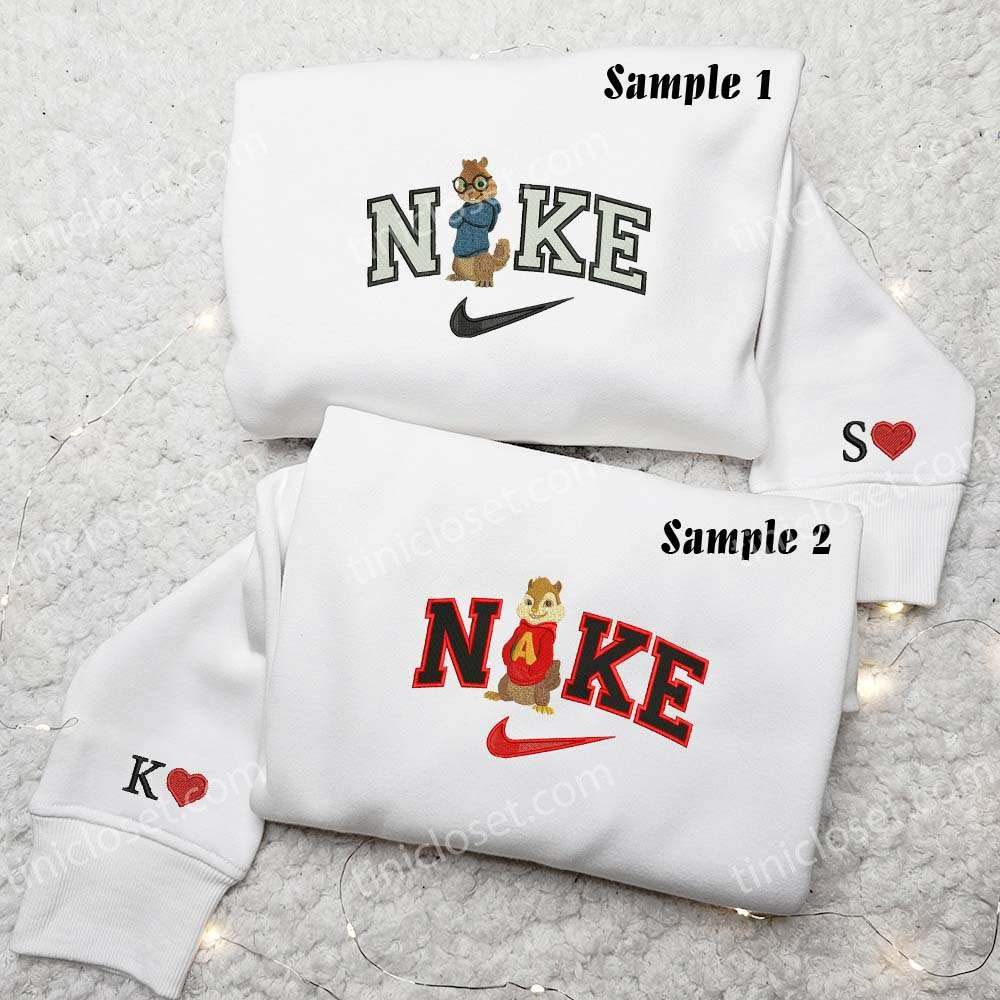 Alvin and Simon Chipmunks Embroidered Shirts, Cartoon Characters Embroidered Sweatshirts, Couple Embroidered Hoodies