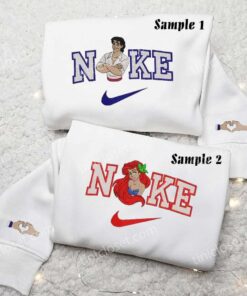 Ariel and Prince Eric Embroidered Shirts, Disney Characters Embroidered Sweatshirts, Couple Embroidered Hoodies 1 Ariel and Prince Eric Embroidered Couple Shirts 4 1