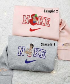 Ariel and Prince Eric Embroidered Shirts, Disney Characters Embroidered Sweatshirts, Couple Embroidered Hoodies 2 Ariel and Prince Eric Embroidered Couple Shirts 3 1