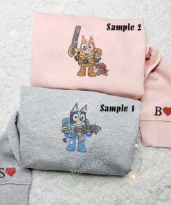 Bingo And Bluey Star Wars Embroidered Shirts, Cartoon Embroidered Hoodies, Couples Embroidered Sweatshirts 1 Bingo And Bluey Star Wars Cartoon Embroidered Couples Shirts 4