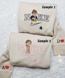 Carl and Ellie Up Embroidered Shirts, Disney Characters Embroidered Sweatshirts, Couple Embroidered Hoodies