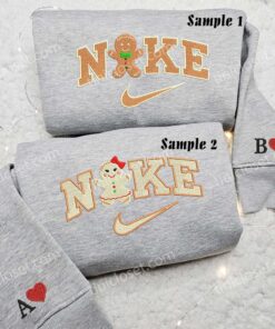 Christmas Gingerbreads Embroidered Shirt, Christmas Embroidered Sweatshirt, Best Couple Embroidered Hoodie 3 Christmas Gingerbreads Embroidered Couple Shirts 3