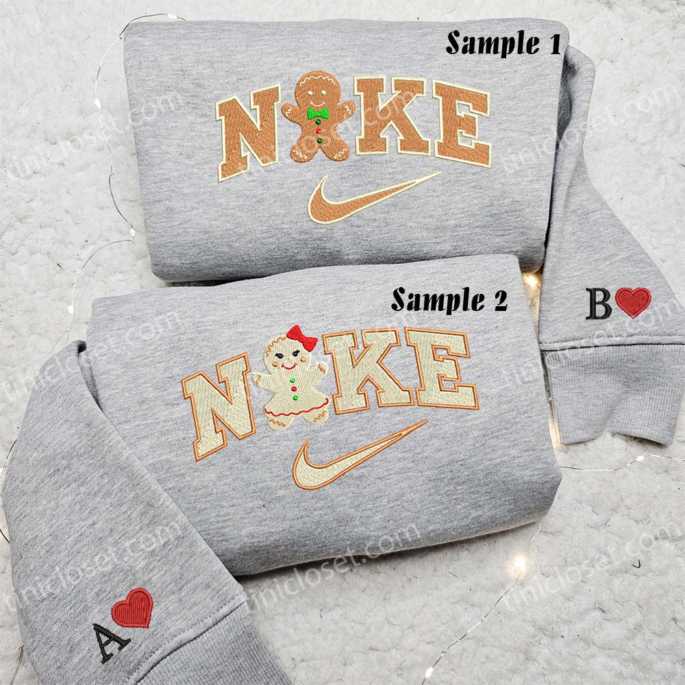 Christmas Gingerbreads Embroidered Shirt, Christmas Embroidered Sweatshirt, Best Couple Embroidered Hoodie