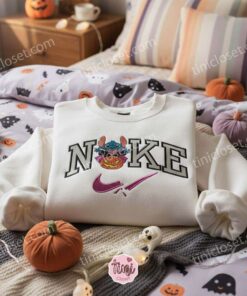 Count Stitchula Dracula Halloween Cosplay Embroidered Hoodie, Swoosh Break Jack O’ Lantern Sweatshirt, Sporty Disney Horror Apparel, Gift for Him Her