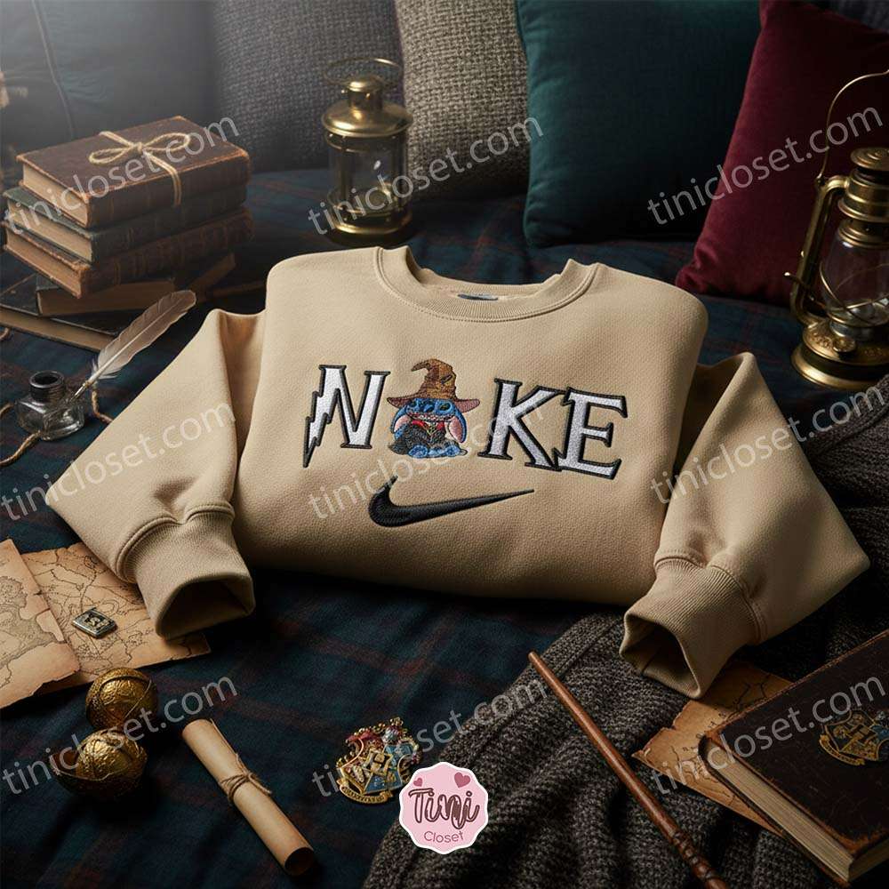 Stitch Cosplay Harry Potter Embroidered Sweatshirt, Hogwarts Sorting Hat Hoodie, Magical Ohana Wizard Spirit Shirt, Gift for Potterheads Stitch Cosplay Harry Potter Embroidered Sweatshirt, Hogwarts Sorting Hat Hoodie, Magical Ohana Wizard Spirit Shirt, Gift for Potterheads