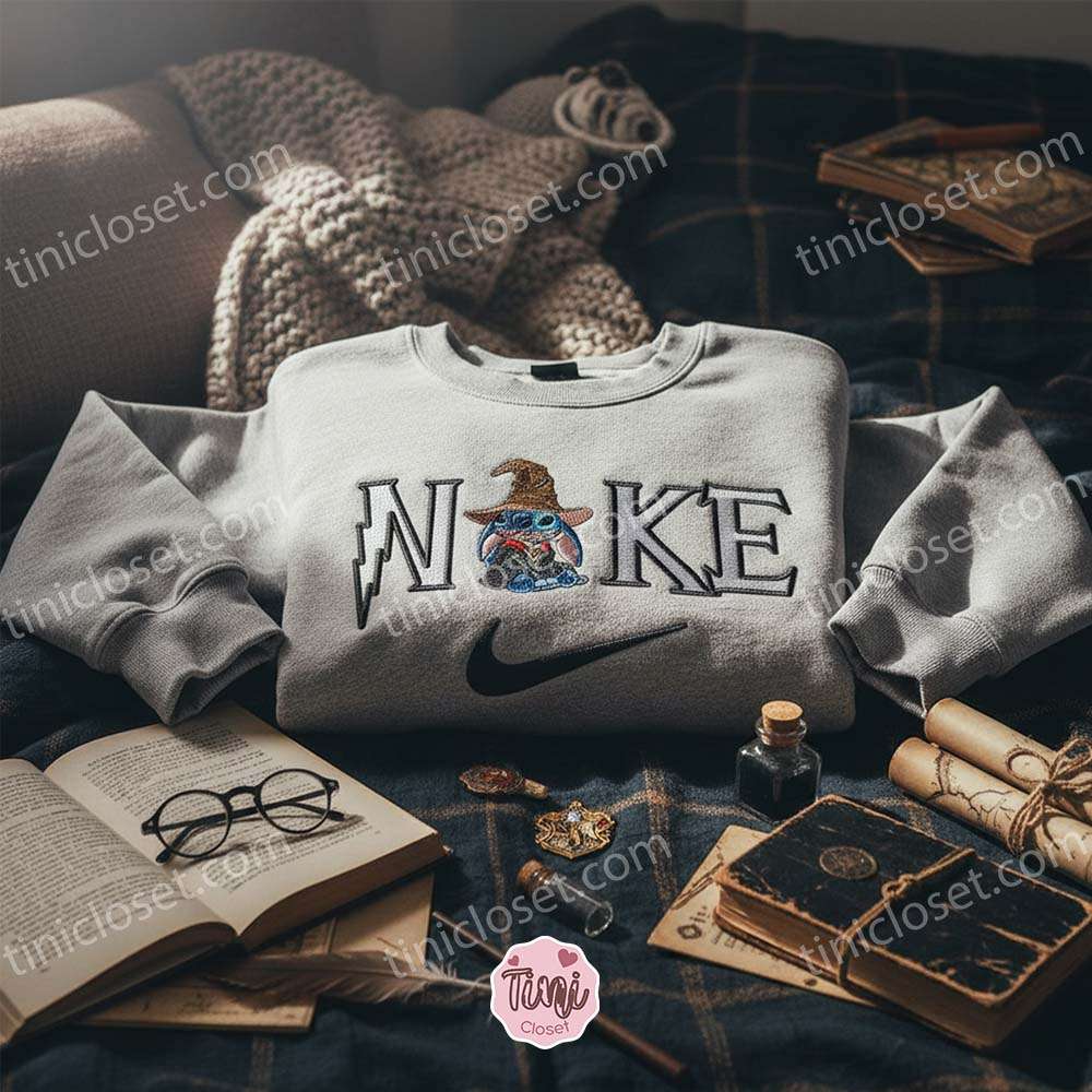 Stitch Cosplay Harry Potter Embroidered Sweatshirt, Hogwarts Sorting Hat Hoodie, Magical Ohana Wizard Spirit Shirt, Gift for Potterheads Stitch Cosplay Harry Potter Embroidered Sweatshirt, Hogwarts Sorting Hat Hoodie, Magical Ohana Wizard Spirit Shirt, Gift for Potterheads