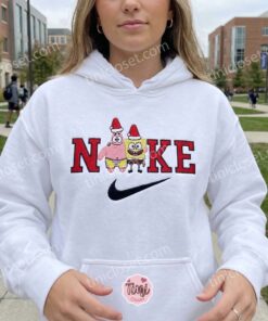 Funny Christmas Patrick Star and SpongeBob Embroidered Sweatshirt, Funny Cartoon Hoodie, Bestie Matching Shirts