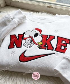 Xmas Snoopy and Woodstock Embroidered Shirt, Custom Cartoon Embroidered T shirt, Best Christmas Gift Ideas (1)