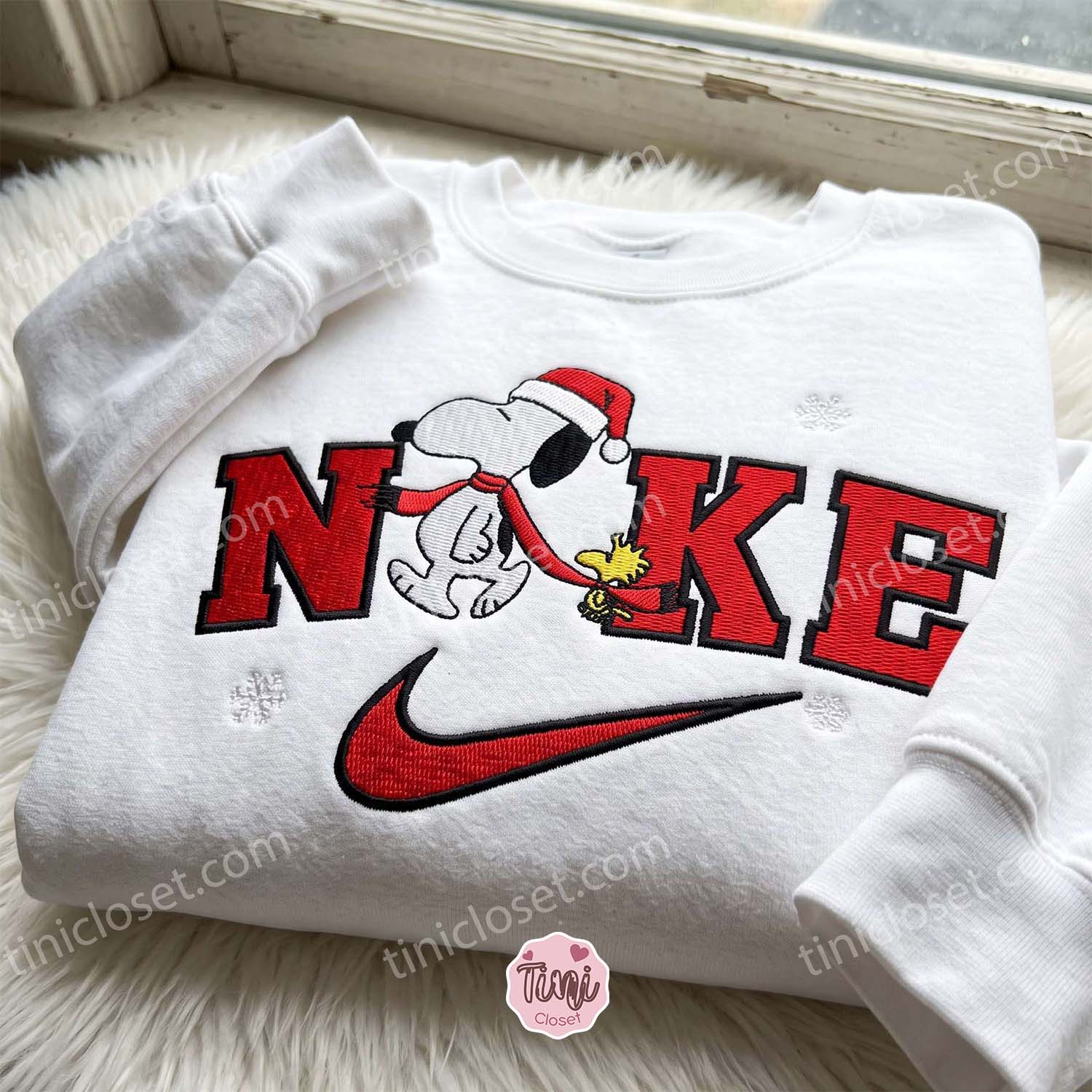 Xmas Snoopy and Woodstock Embroidered Shirt, Custom Cartoon Embroidered T-shirt, Best Christmas Gift Ideas Xmas Snoopy and Woodstock Embroidered Shirt, Custom Cartoon Embroidered T-shirt, Best Christmas Gift Ideas