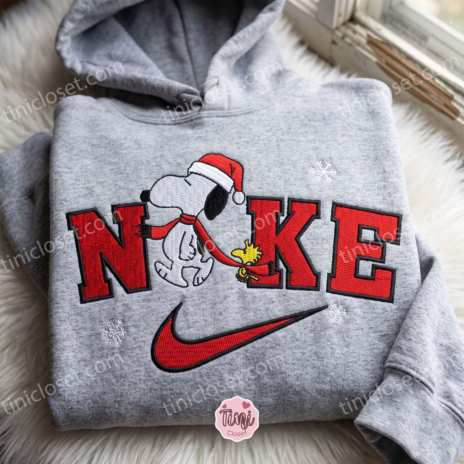 Xmas Snoopy and Woodstock Embroidered Shirt, Custom Cartoon Embroidered T-shirt, Best Christmas Gift Ideas Xmas Snoopy and Woodstock Embroidered Shirt, Custom Cartoon Embroidered T-shirt, Best Christmas Gift Ideas