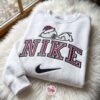 Snoopy Christmas Embroidered Sweatshirt, Peanuts Cartoon Embroidered Shirt, Christmas Embroidered Hoodie