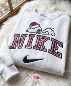 Snoopy Christmas Embroidered Sweatshirt, Peanuts Cartoon Embroidered Shirt, Christmas Embroidered Hoodie