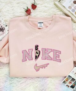 Pink Ghostface Knife Embroidered Shirt, Movie Embroidered Hoodie, Halloween Embroidered T Shirt (3)