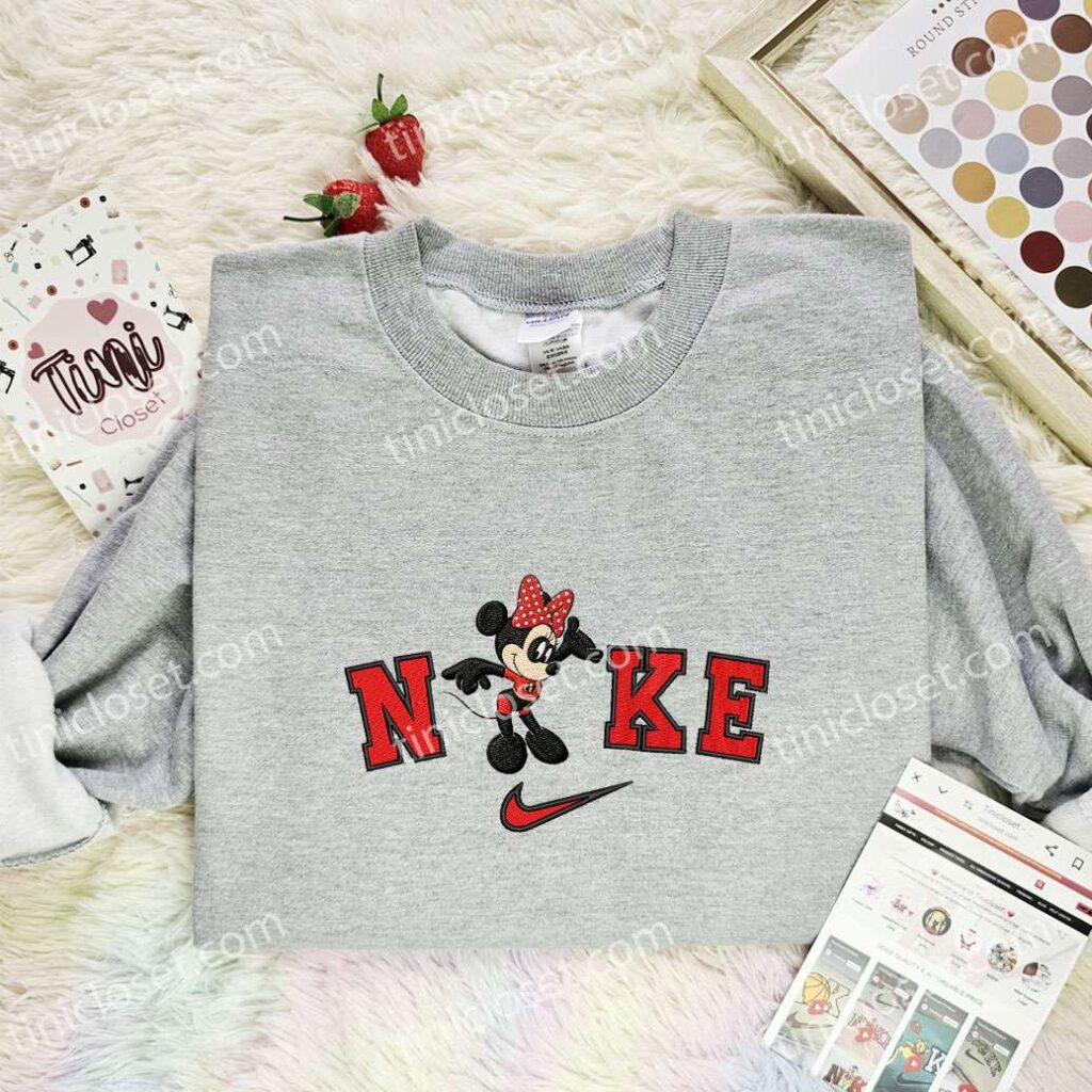 Minnie Mouse Elastigirl Embroidered Shirt, Cartoon Embroidered Hoodie, Disney Characters Embroidered T-Shirt