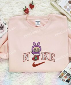 Labubu Xmas Sock Embroidered Shirt, Art Toy Embroidered Hoodie, Christmas Embroidered T Shirt (2)