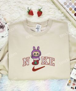 Labubu Xmas Sock Embroidered Shirt, Art Toy Embroidered Hoodie, Christmas Embroidered T-Shirt 2 Labubu Xmas Sock Embroidered Shirt, Art Toy Embroidered Hoodie, Christmas Embroidered T Shirt (3)