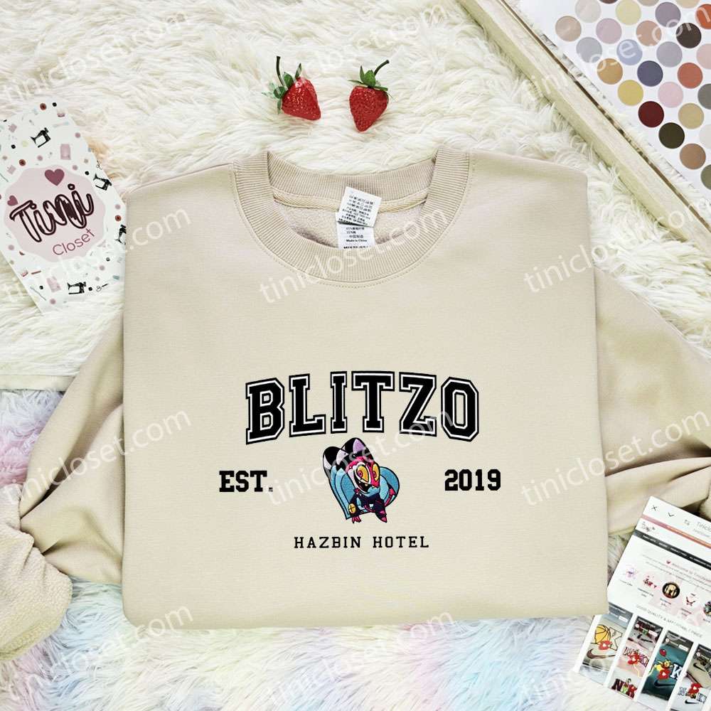Blitzo Hazbin Hotel Embroidered Shirt, Cartoon Embroidered Hoodie, Best Gift Idea
