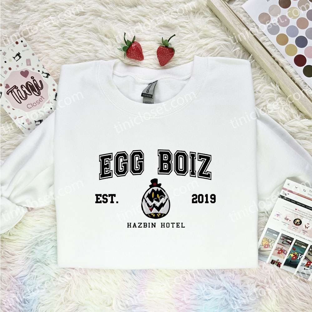 Egg Boiz Hazbin Hotel Embroidered Shirt, Cartoon Embroidered Hoodie, Best Gift Idea