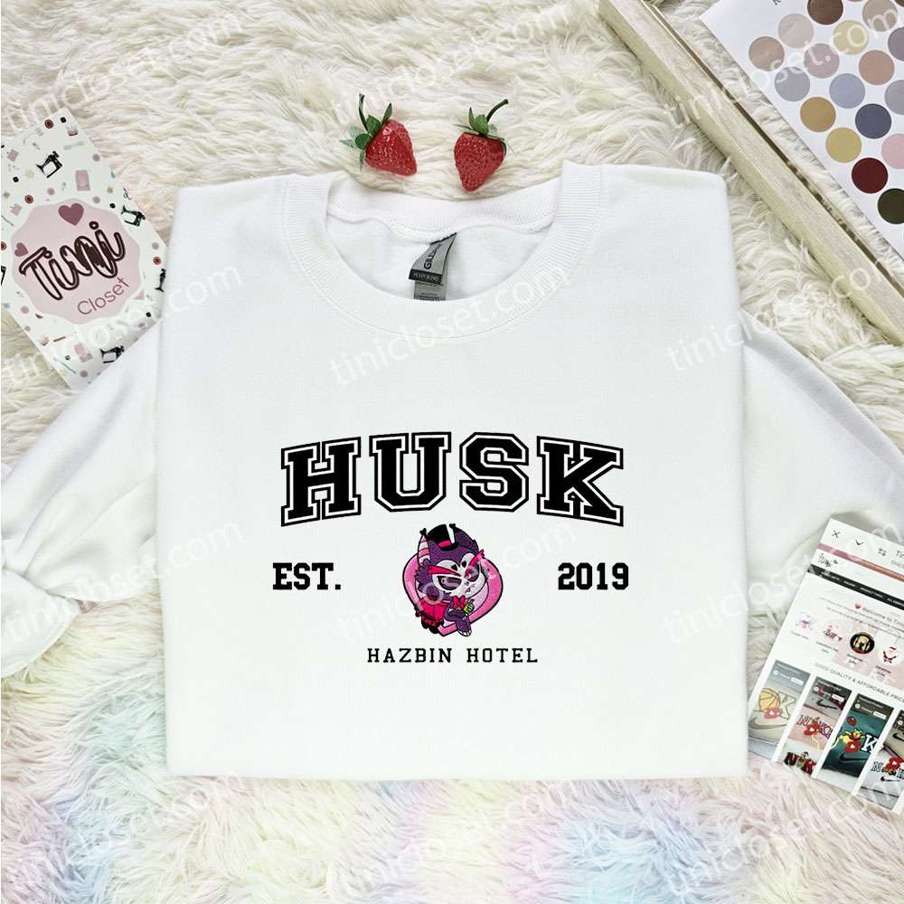 Husk Hazbin Hotel Embroidered Shirt, Cartoon Embroidered Hoodie, Best Gift Idea