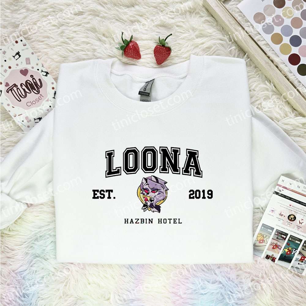 Loona Hazbin Hotel Embroidered Shirt, Cartoon Embroidered Hoodie, Best Gift Idea