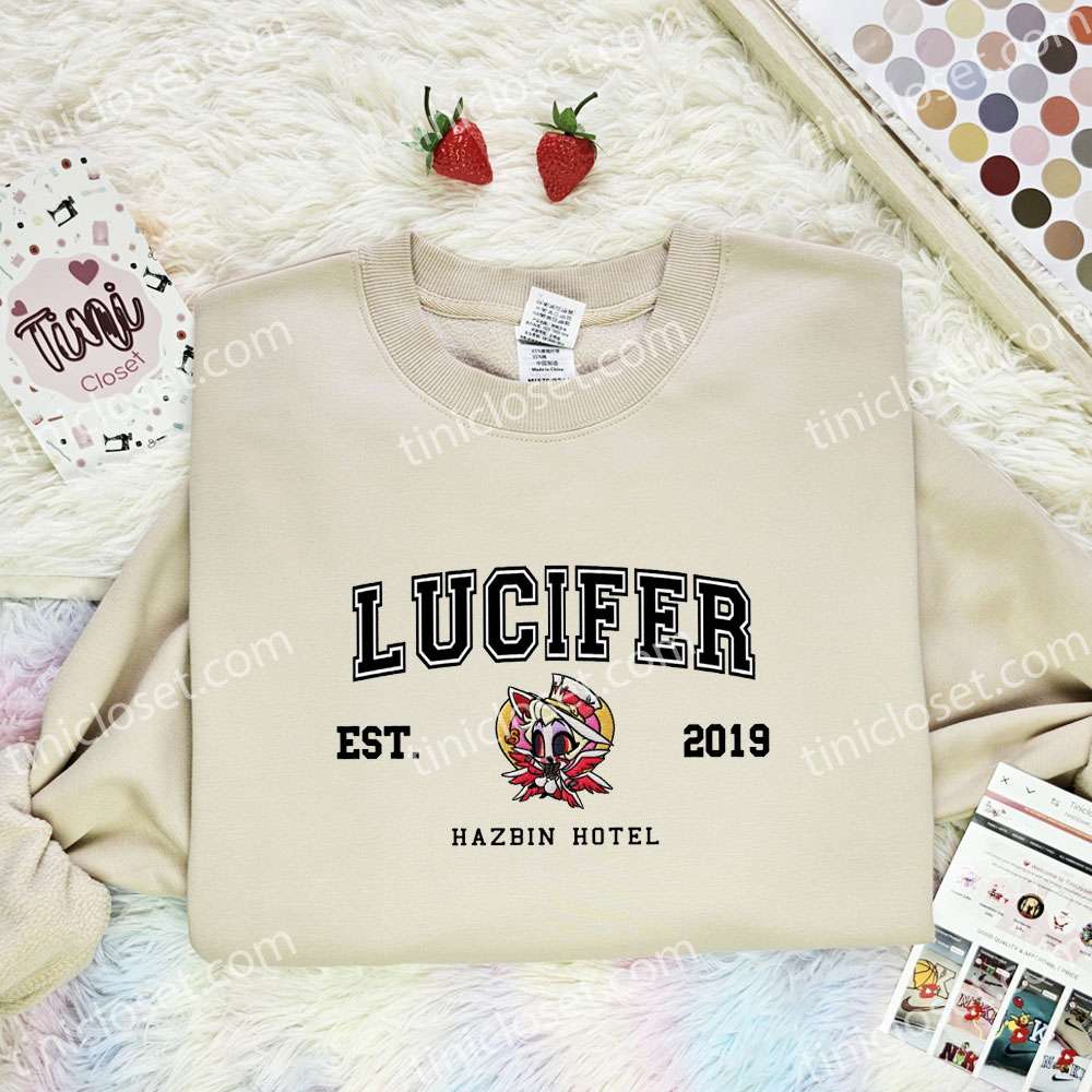 Lucifer Hazbin Hotel Embroidered Shirt, Cartoon Embroidered Hoodie, Best Gift Idea