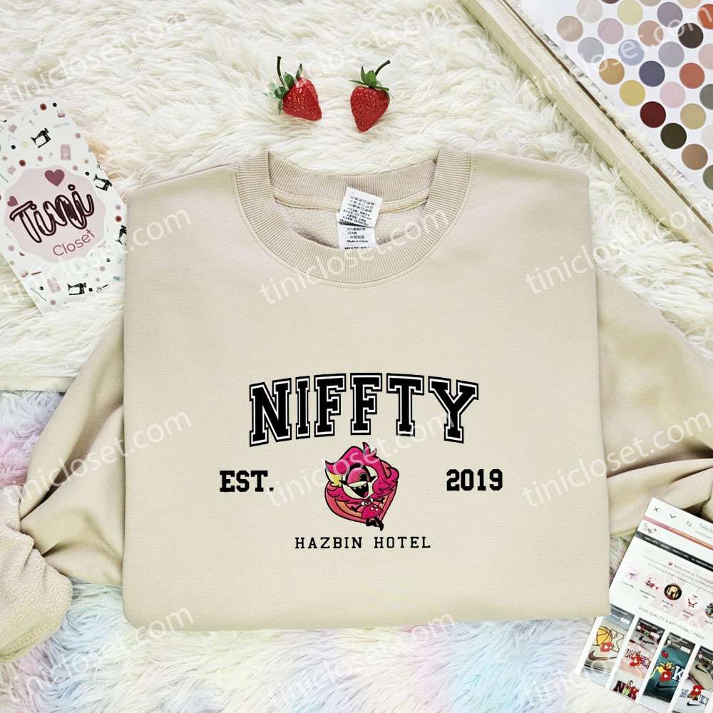 Niffty Hazbin Hotel Embroidered Shirt, Cartoon Embroidered Hoodie, Best Gift Idea