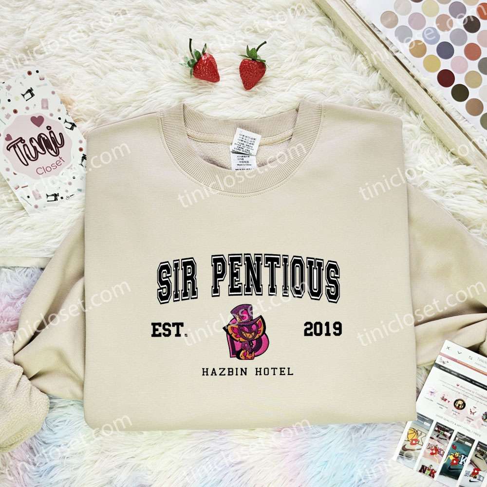 Sir Pentious Hazbin Hotel Embroidered Shirt, Cartoon Embroidered Hoodie, Best Gift Idea