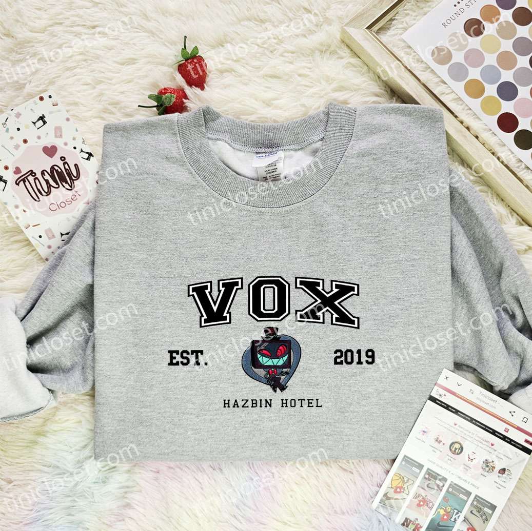 Vox Hazbin Hotel Embroidered Shirt, Cartoon Embroidered Hoodie, Best Gift Idea