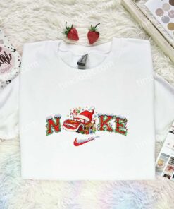 Lightning McQueen Xmas Embroidered Shirt, Disney Pixar Cars Characters Embroidered Hoodie, Best Christmas Gift