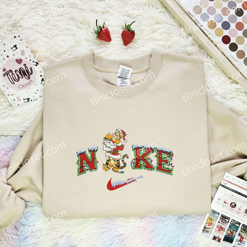 Tigger Xmas Embroidered Shirt, Disney Winnie The Pooh Characters Embroidered Hoodie, Best Christmas Gift