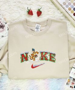 Tigger Xmas Embroidered Shirt, Disney Winnie The Pooh Characters Embroidered Hoodie, Best Christmas Gift (2)