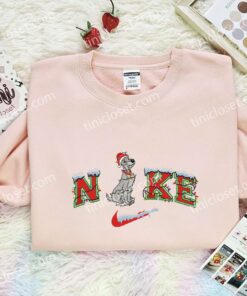 Tramp Xmas Embroidered Shirt, Disney Lady And The Tramp Characters Embroidered Hoodie, Best Christmas Gift (2)