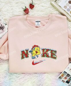 Flounder Xmas Embroidered Shirt, Little Mermaid Disney Characters Embroidered Hoodie, (3)