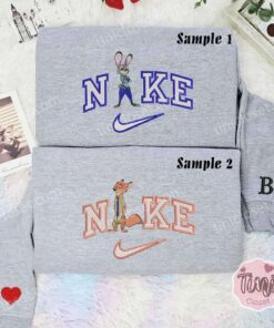 Nick and Judy Zootopia Embroidered Shirt, Disney Embroidered Sweatshirt, Cartoon Embroidered Hoodie