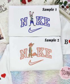 Nick and Judy Zootopia Embroidered Shirt, Disney Embroidered Sweatshirt, Cartoon Embroidered Hoodie3