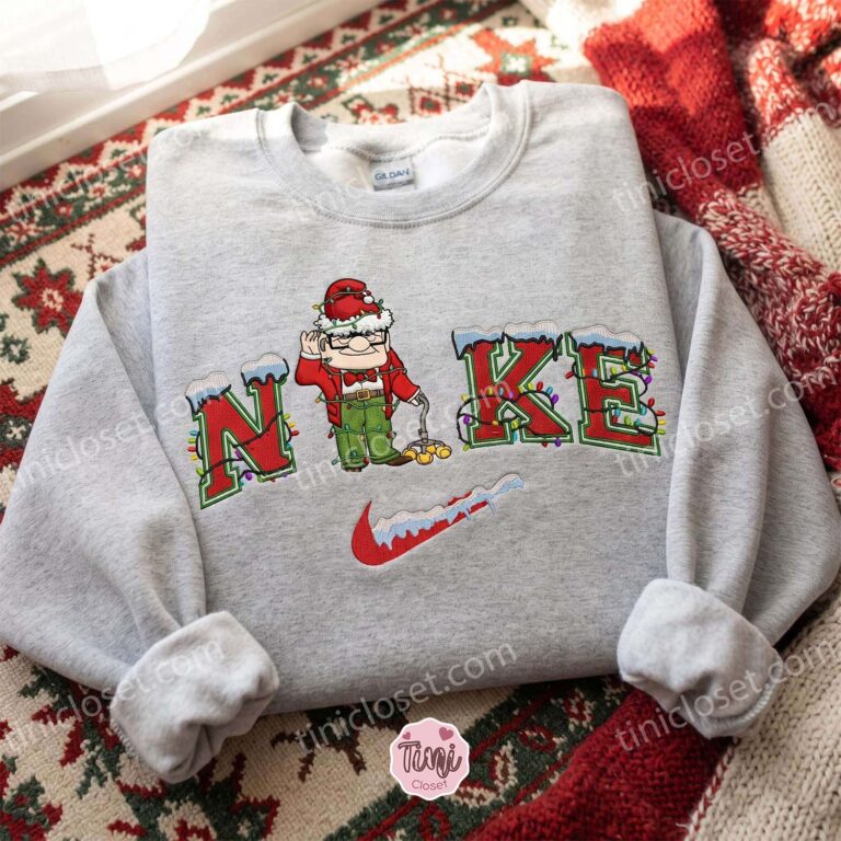 Carl Xmas Embroidered Shirt, Disney Up Characters Embroidered Hoodie, Best Christmas Gift