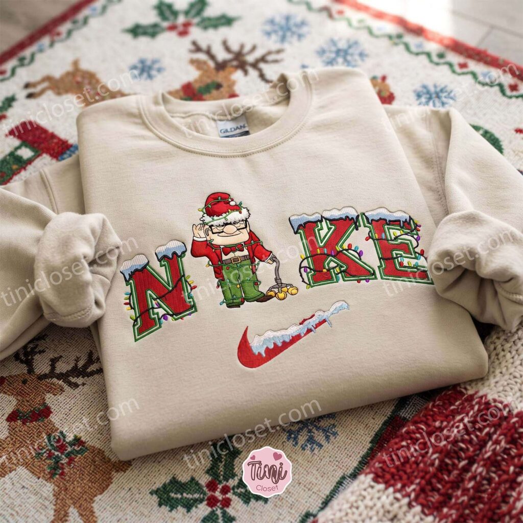 Carl Xmas Embroidered Shirt, Disney Up Characters Embroidered Hoodie, Best Christmas Gift