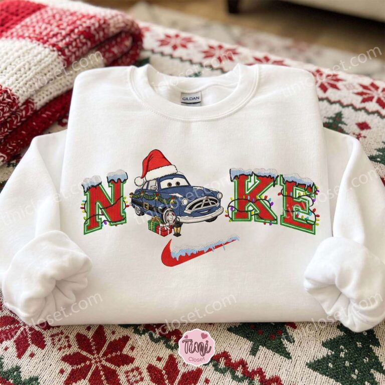 Sally Carrera Wearing a Santa Hat Cars Embroidered Shirt, Disney Pixar Characters Embroidered Hoodie, Best Christmas Gift