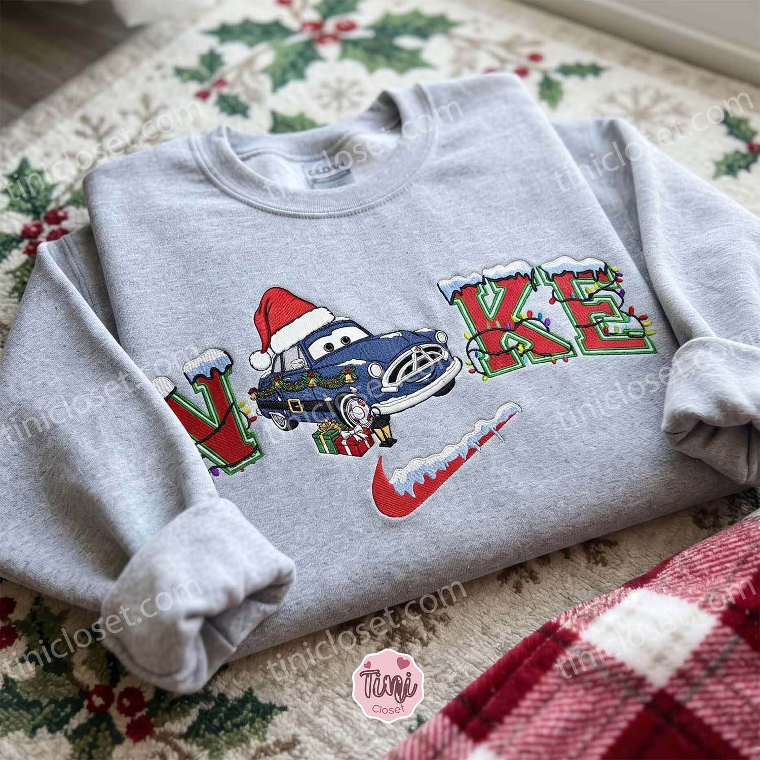 Sally Carrera Wearing a Santa Hat Cars Embroidered Shirt, Disney Pixar Characters Embroidered Hoodie, Best Christmas Gift Sally Carrera Wearing a Santa Hat Cars Embroidered Shirt, Disney Pixar Characters Embroidered Hoodie, Best Christmas Gift