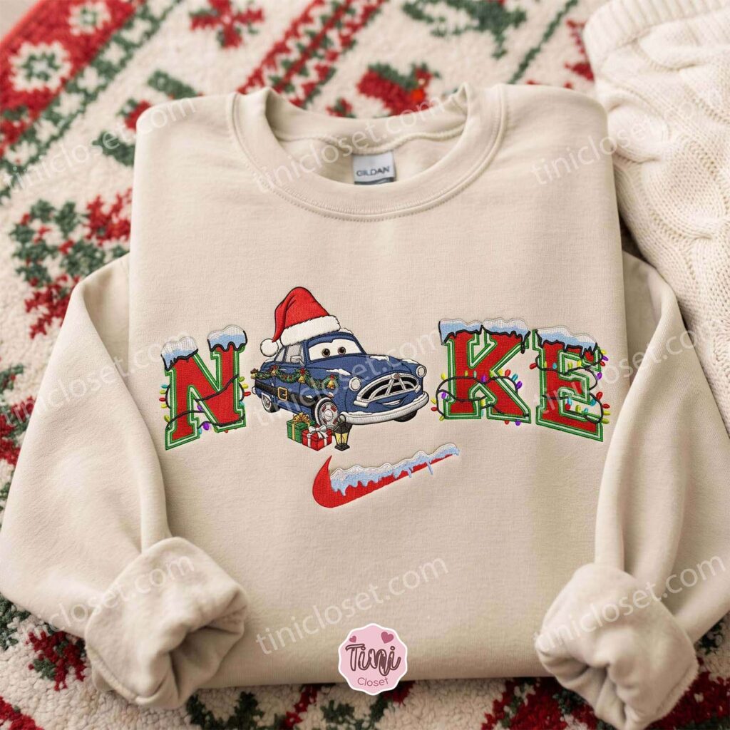 Sally Carrera Wearing a Santa Hat Cars Embroidered Shirt, Disney Pixar Characters Embroidered Hoodie, Best Christmas Gift